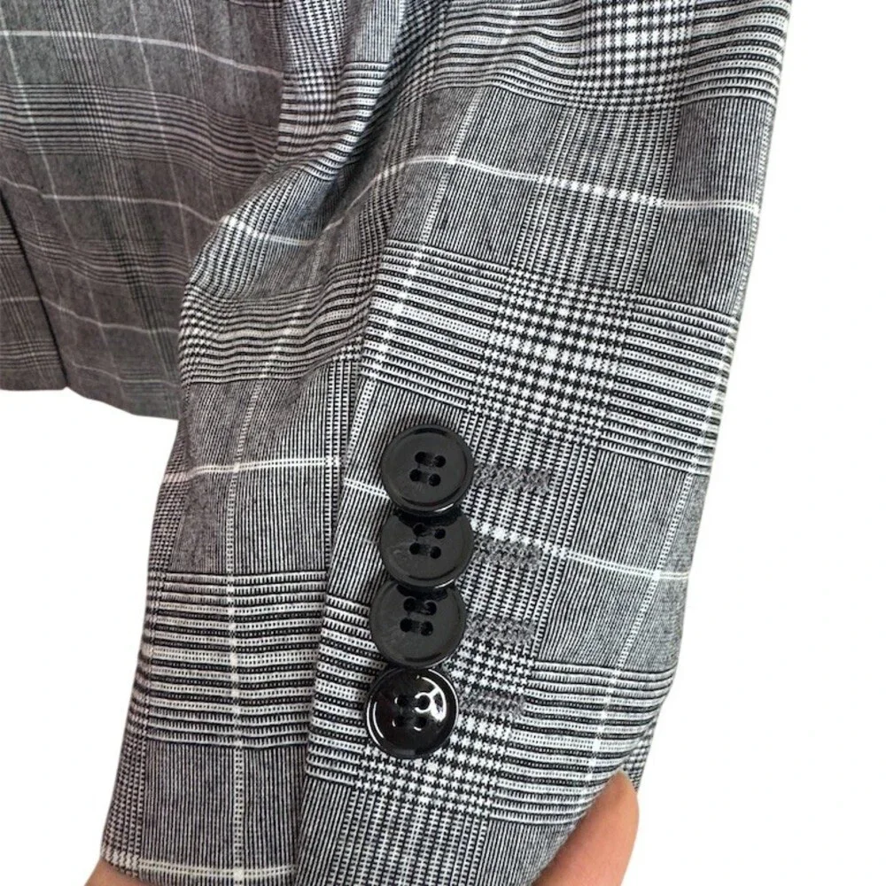 NWT H&M Men's Gray Windowpane Plaid Blazer Sport Coat Skinny Fit Size 36R
